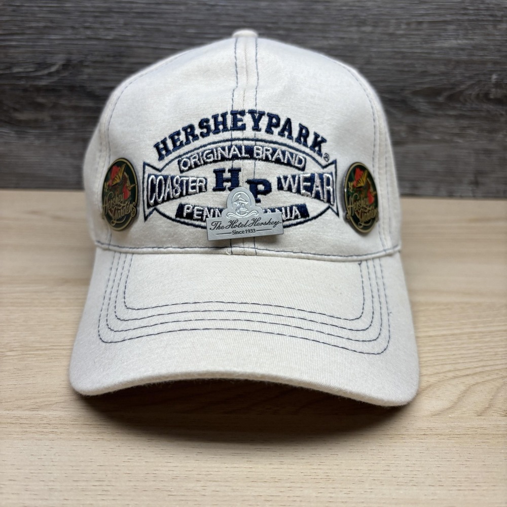 Hersheypark Hat Cap Strap Back Coaster HP Wear Pins Tan Hershey Gardens Mens